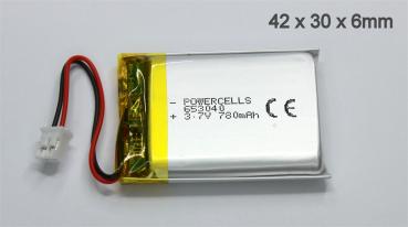 LiPo 780mAh 3.7V Akku Battery 3.6V Akku JST-PH 2.0 Lithium-Ion Polymer