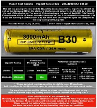 Vapcell B30 18650 3000mAh 20/35A Lithium Ionen 3,7 V Battery
