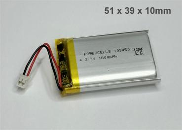 LiPo 1800mAh 3.7V Akku Battery 3.6V Akku JST-PH 2.0 Lithium-Ion Polymer