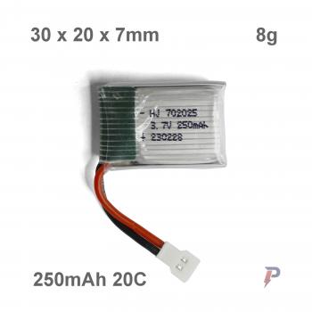RC LiPo 250mAh 3,7V Battery 3,6V Akku Lithium-Ion Polymer