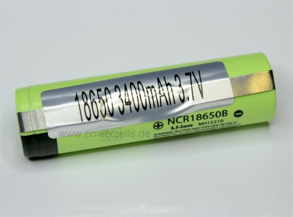 Panasonic NCR18650B 3400 mAh 3.6V Li-Ion Cell with U-Taps