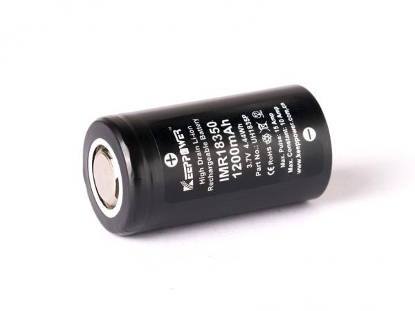 Keeppower IMR18350 - 1200mAh 10A (15A), 3,6V - 3,7V Li-Ionen-Battery