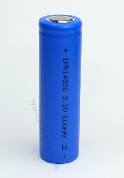 3.2V 14500 AA - 600mAh LiFePo4 battery lithium iron phosphate