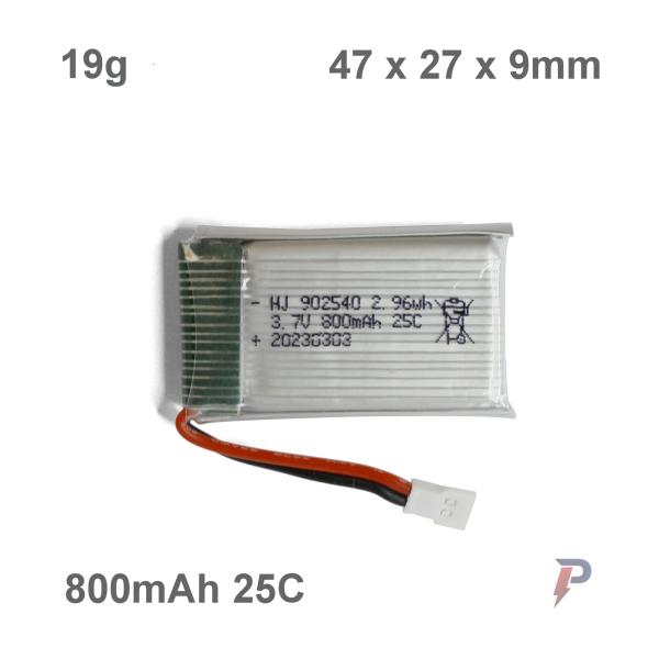 RC LiPo 800mAh 3,7V Battery 3,6V Akku Lithium-Ion Polymer