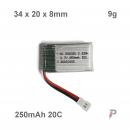 250mAh 682030 RC LiPo 20C 3.7V Akku