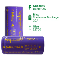 Vapcell 3.2V IFR32700 G64 6200mAh 30A LiFePO4