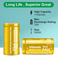 Vapcell INR18350 M11 V2.0 - 3,7V 1100mAh 10A Lithium Ionen A