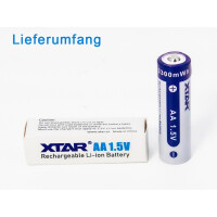 1x Xtar AA 1,5V 3300mWh 2000mAh wiederaufladbare Lithium Ion